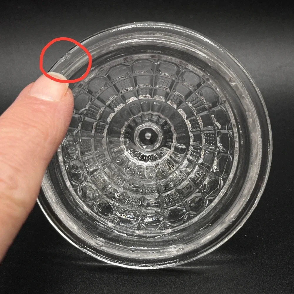 McKee Tappan Child Toy Clear Pressed Glass Round Butter Dish‎ Lid Flying Saucer